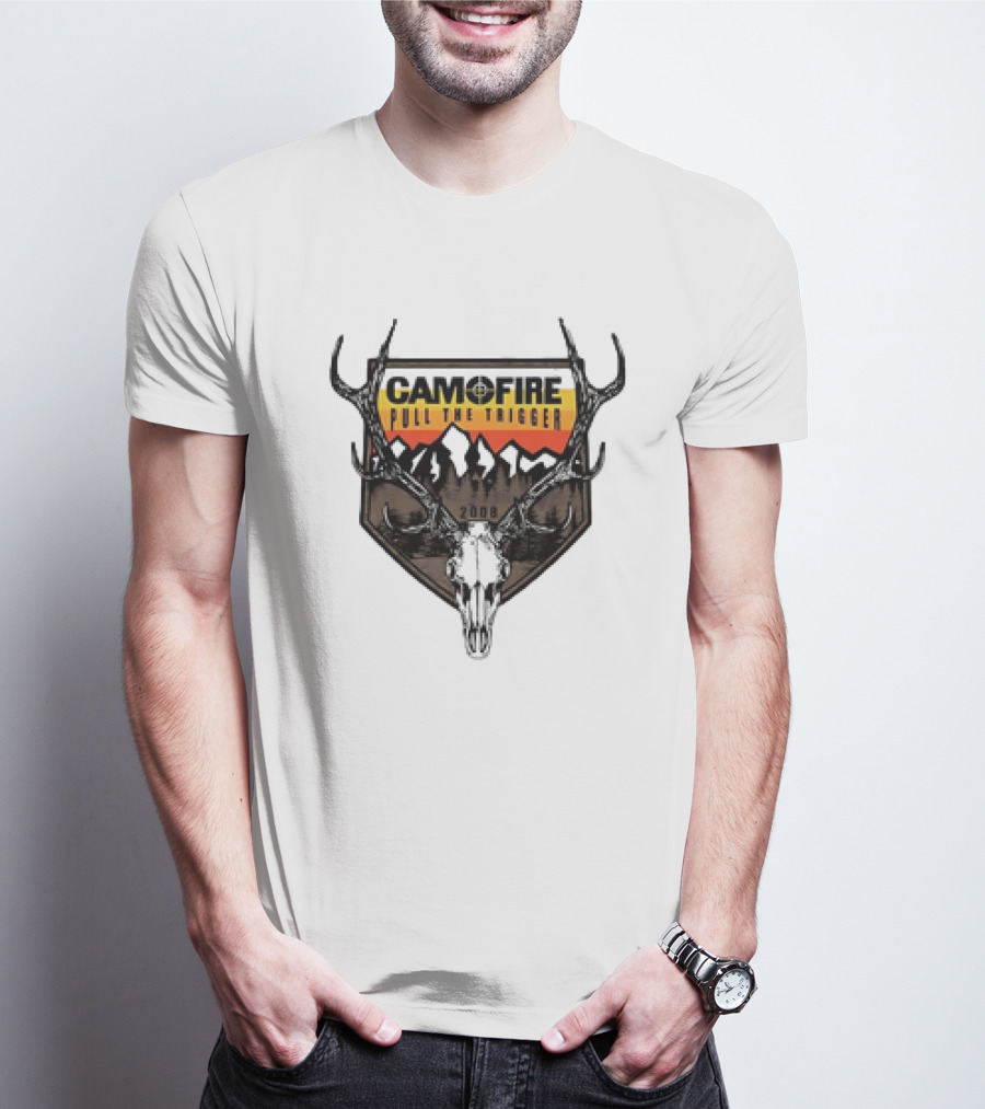 CAMOFIRE Pull The Trigger 2008 Deer Skull And Antlers Mountain T-Shirt