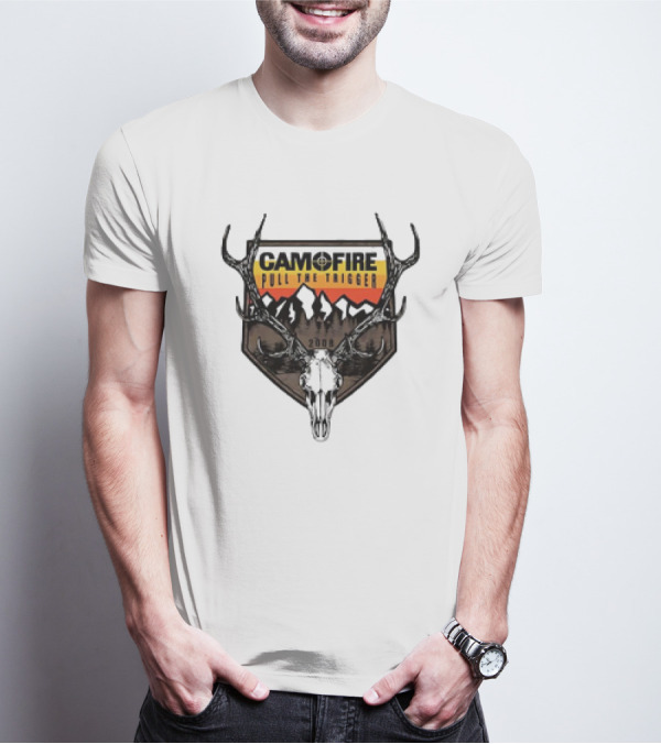 CAMOFIRE Pull The Trigger 2008 Deer Skull And Antlers Mountain T-Shirt