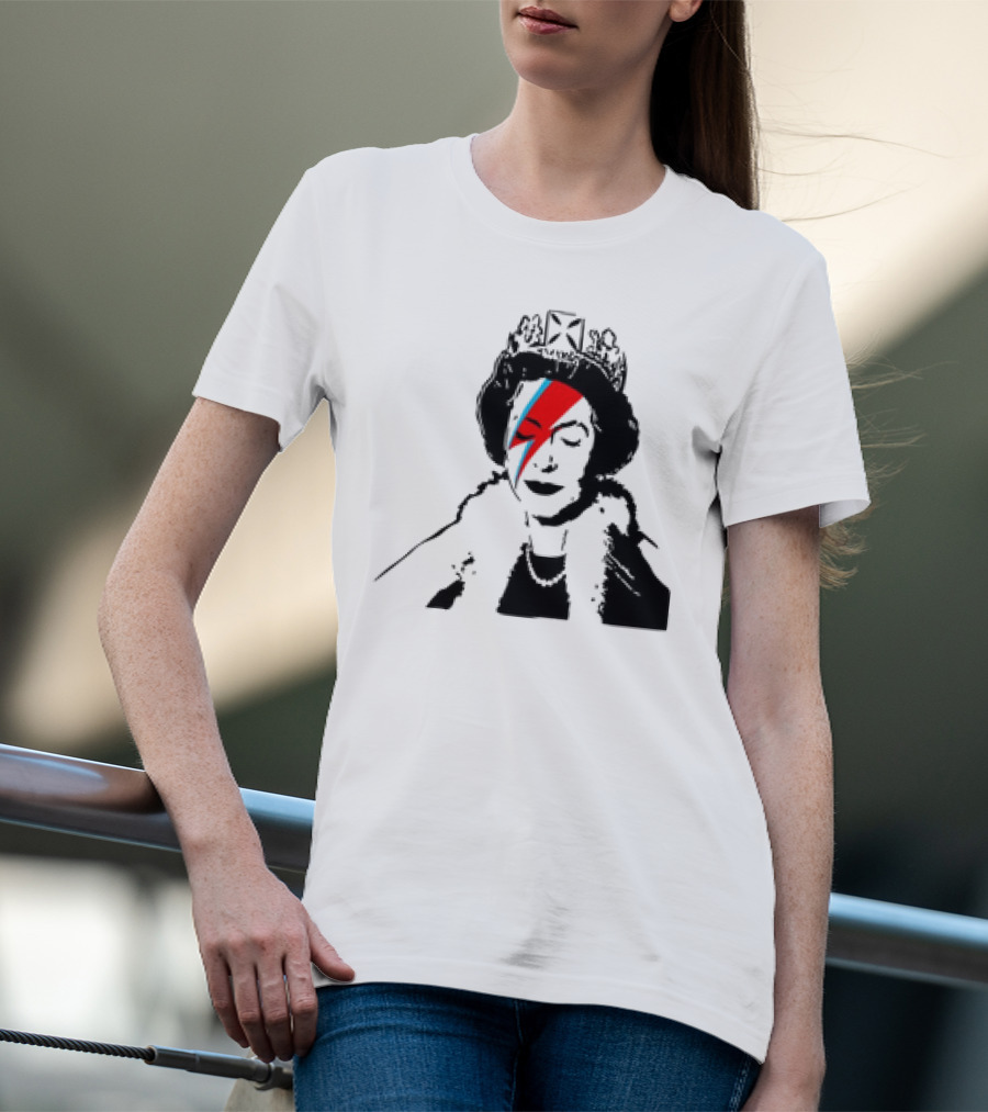 Queen Elizabeth Bowie Lightning Face Paint T-Shirt