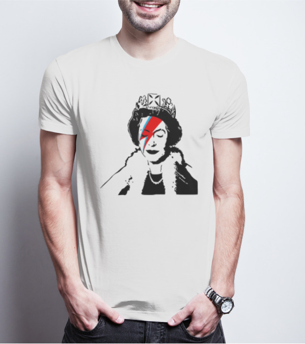 Queen Elizabeth Bowie Lightning Face Paint T-Shirt