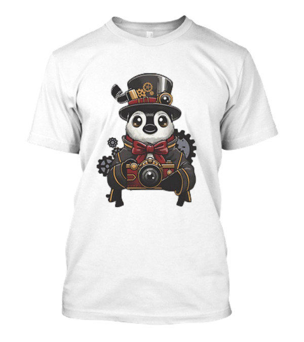 Steampunk Penguin Photographer With Gears And Vintage Camera T-Shirt