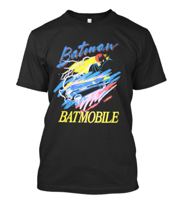 Batman Batmobile Vintage Retro Style Artwork Lightning Burst T-Shirt