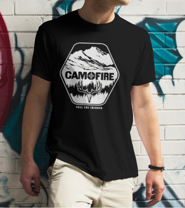 CAMOFIRE Pull The Trigger Mountains And Deer Antlers T-Shirt
