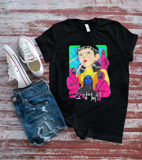 Squid Game 오징어 게임 Pink Soldier Characters And Doll T-Shirt