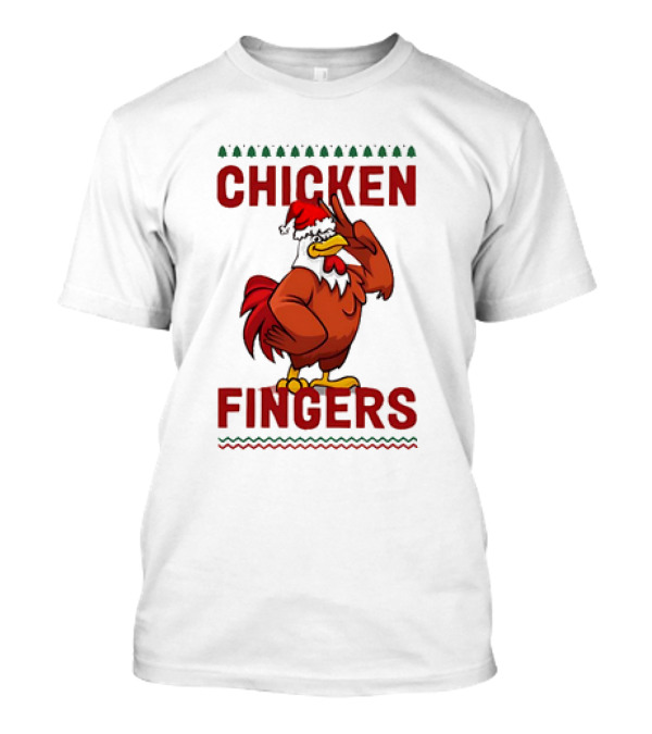 Chicken Fingers Santa Christmas Rooster Santa Hat T-Shirt