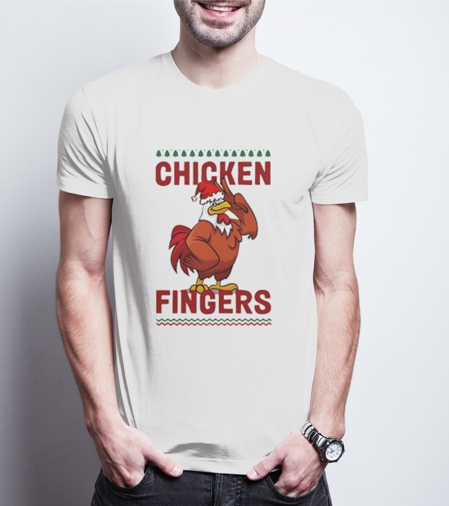 Chicken Fingers Santa Christmas Rooster Santa Hat T-Shirt