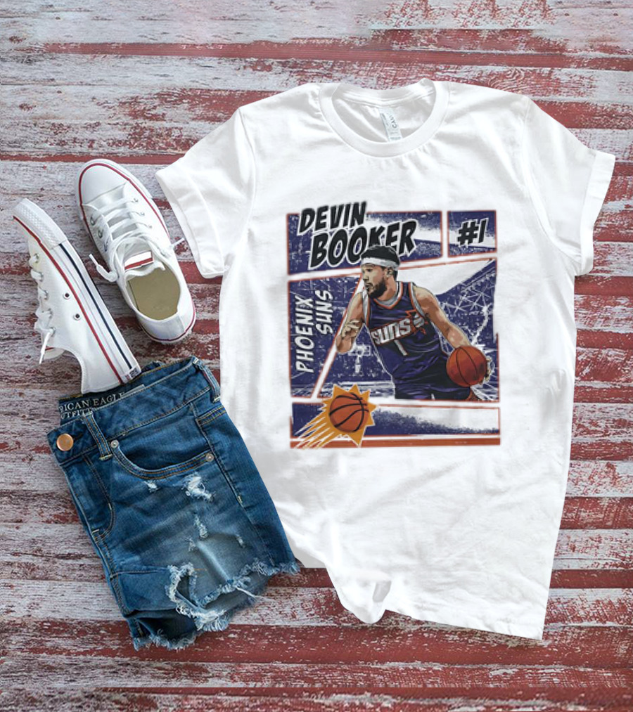 Devin Booker Phoenix Suns #1 Comic Vintage NBA Basketball T-Shirt