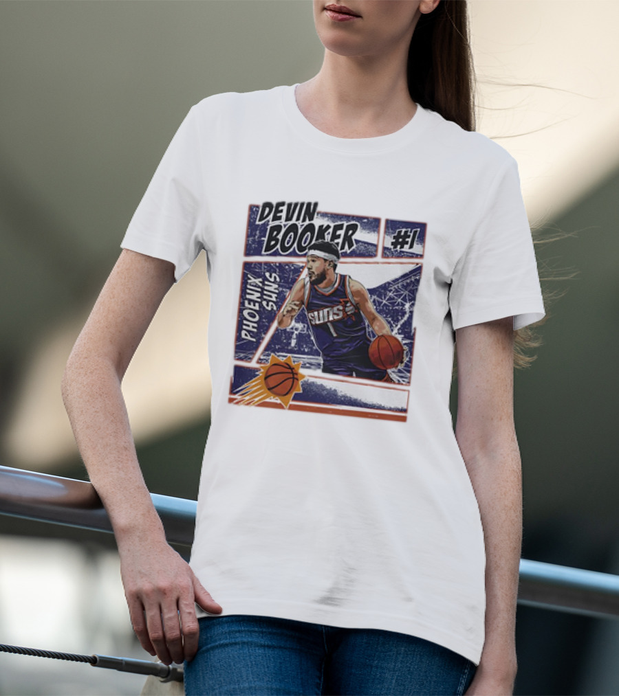 Devin Booker Phoenix Suns #1 Comic Vintage NBA Basketball T-Shirt