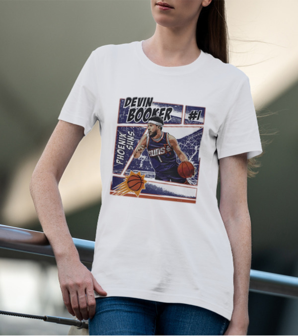 Devin Booker Phoenix Suns #1 Comic Vintage NBA Basketball T-Shirt