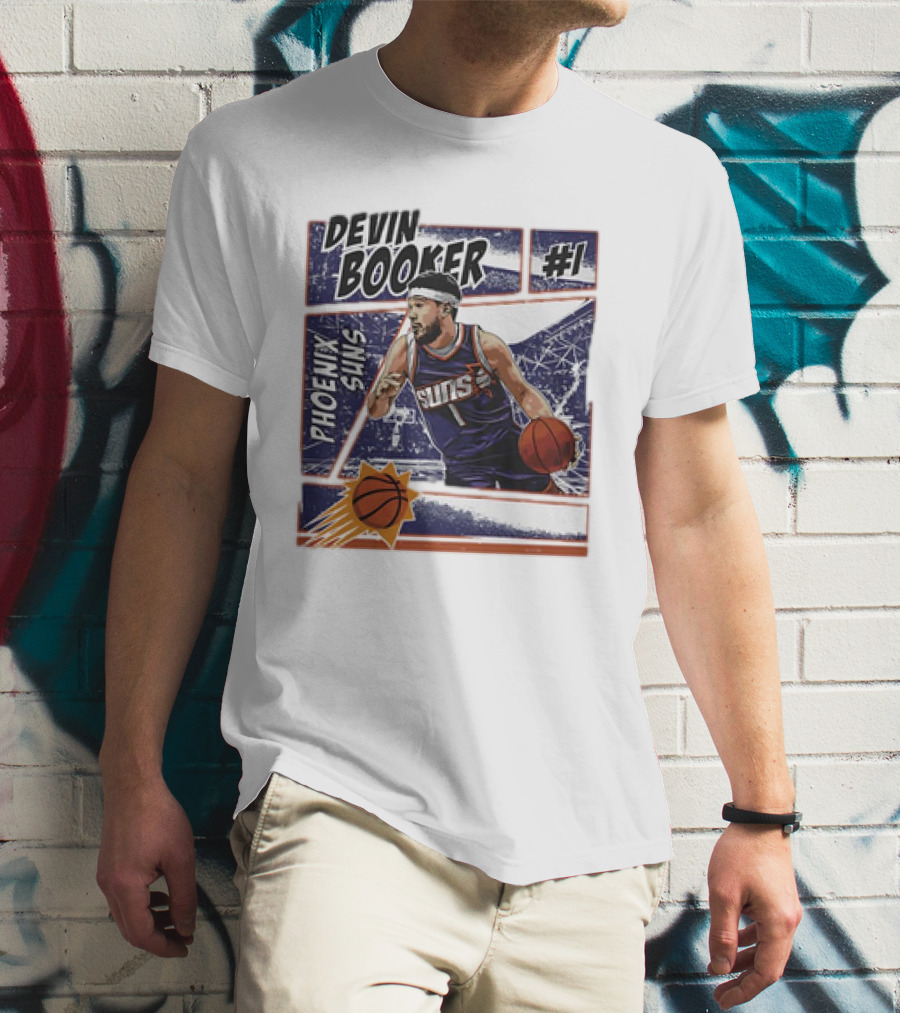 Devin Booker Phoenix Suns #1 Comic Vintage NBA Basketball T-Shirt