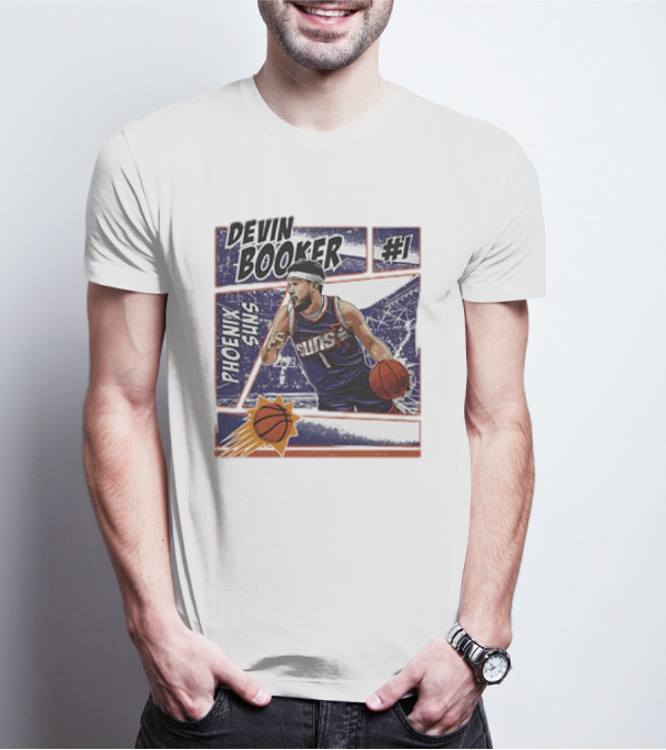 Devin Booker Phoenix Suns #1 Comic Vintage NBA Basketball T-Shirt