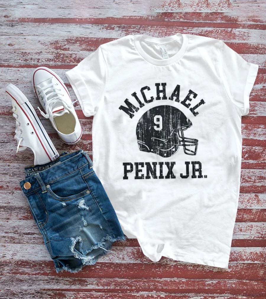 Michael Penix Jr. Vintage Font Football Helmet Number 9 T-Shirt