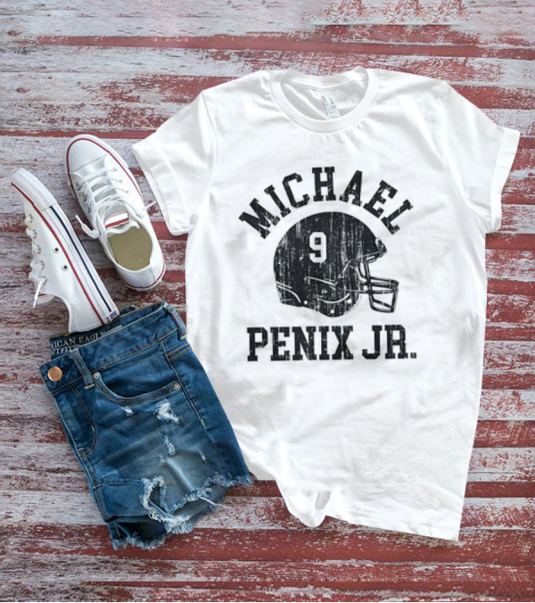 Michael Penix Jr. Vintage Font Football Helmet Number 9 T-Shirt