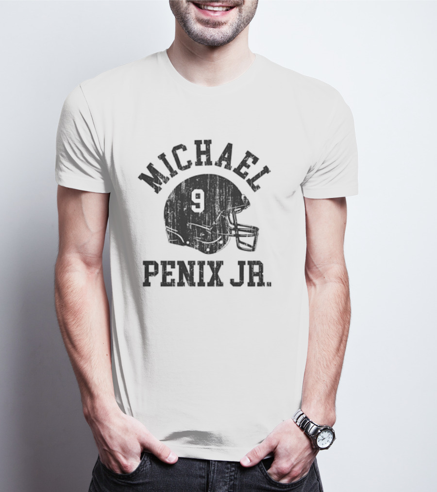 Michael Penix Jr. Vintage Font Football Helmet Number 9 T-Shirt