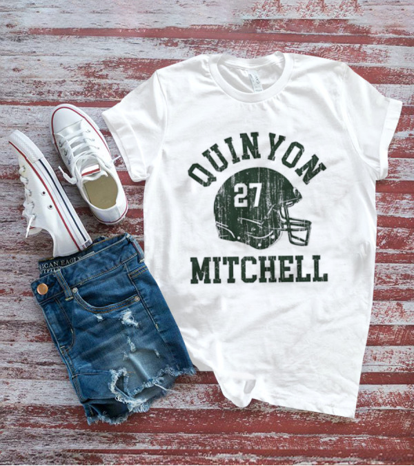 Quinyon Mitchell 27 Philadelphia Eagles NFL Football Helmet Font Vintage T-Shirt