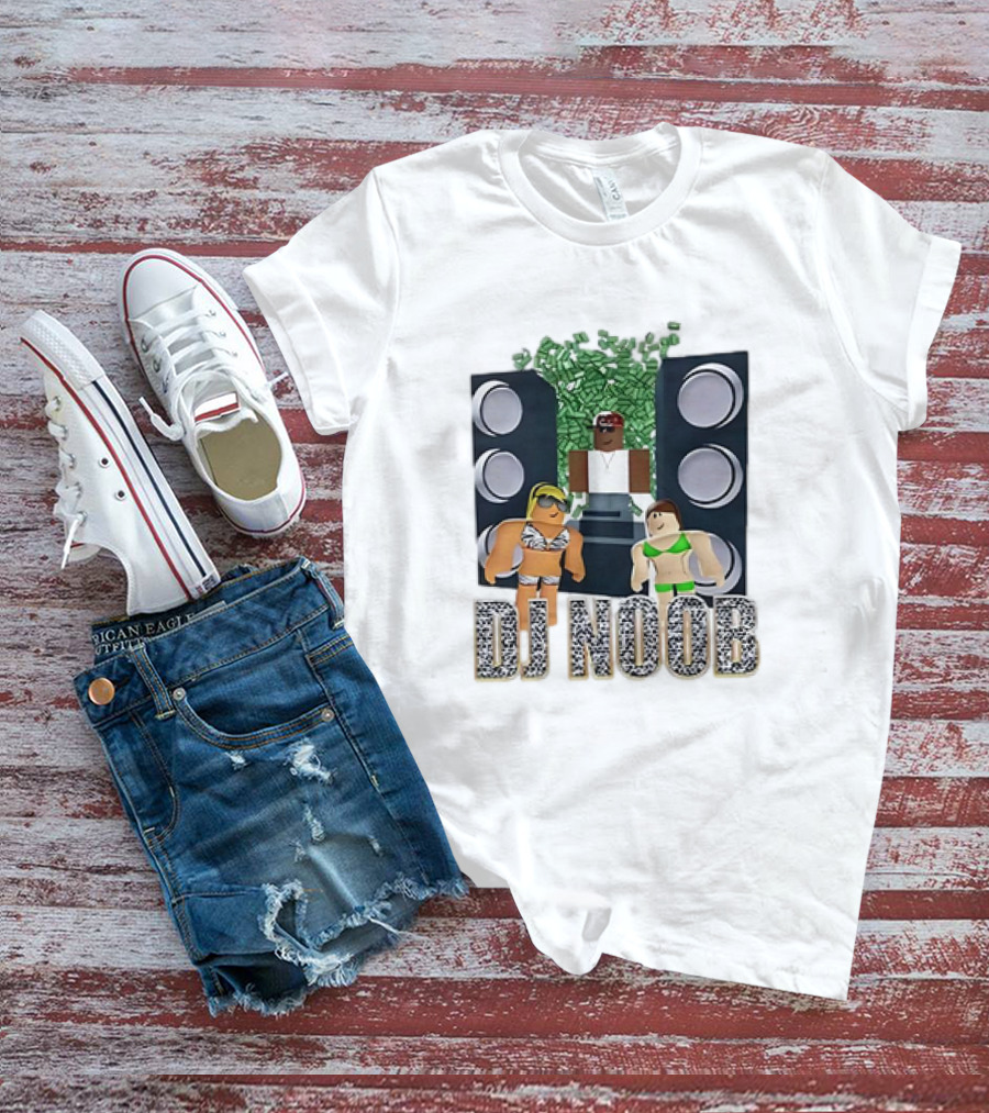 Roblox Video Game DJ Noob Party With Speakers And Characters T-Shirt