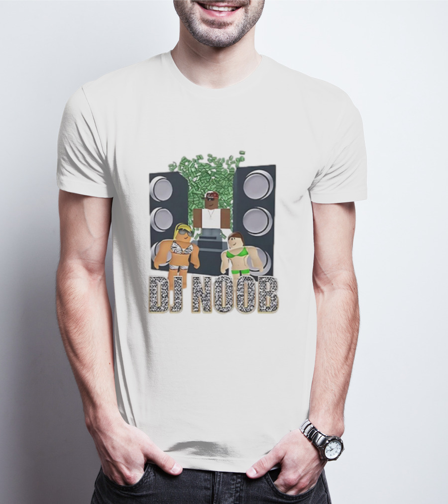 Roblox Video Game DJ Noob Party With Speakers And Characters T-Shirt