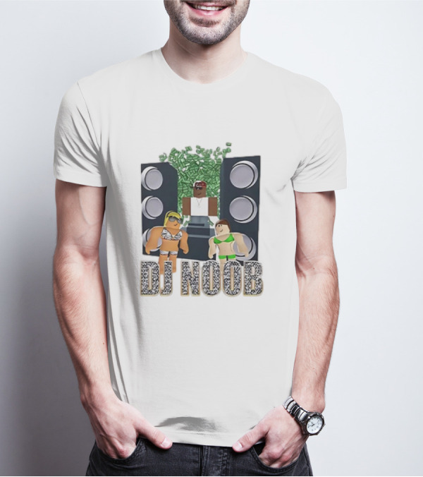 Roblox Video Game DJ Noob Party With Speakers And Characters T-Shirt