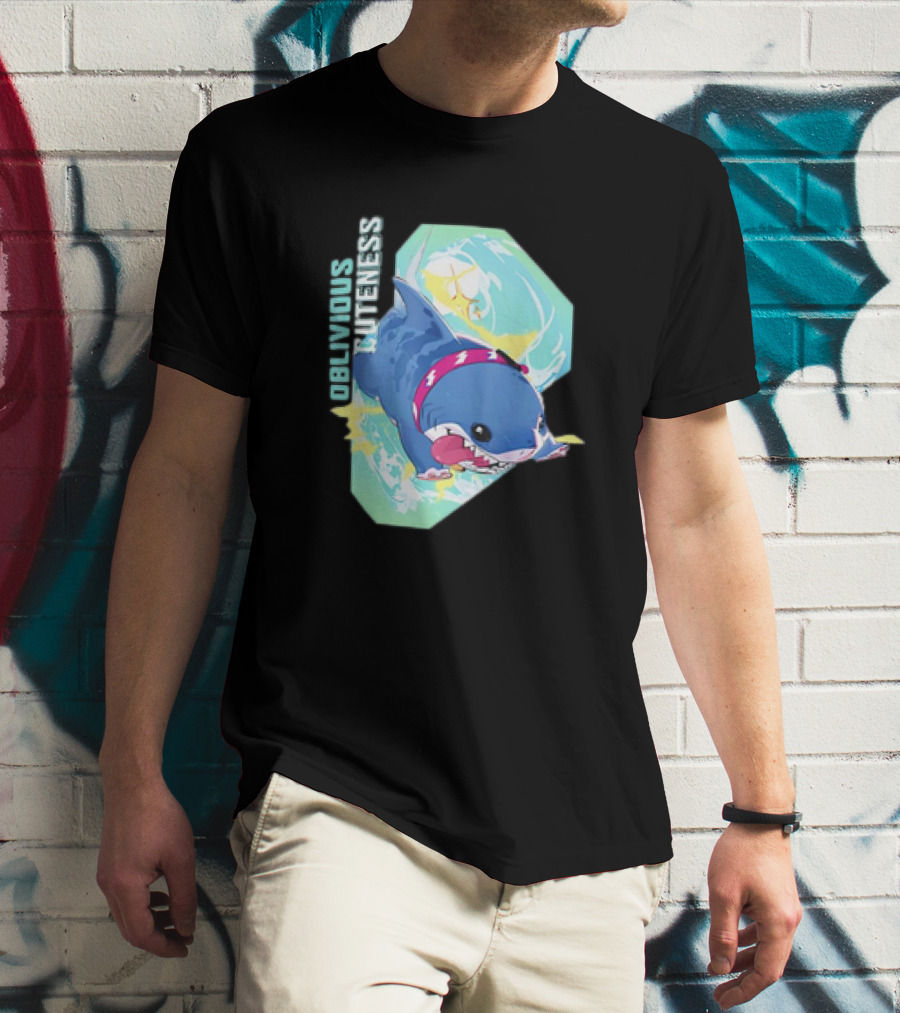 Oblivious Cuteness Shark Water Splash Adventure T-Shirt
