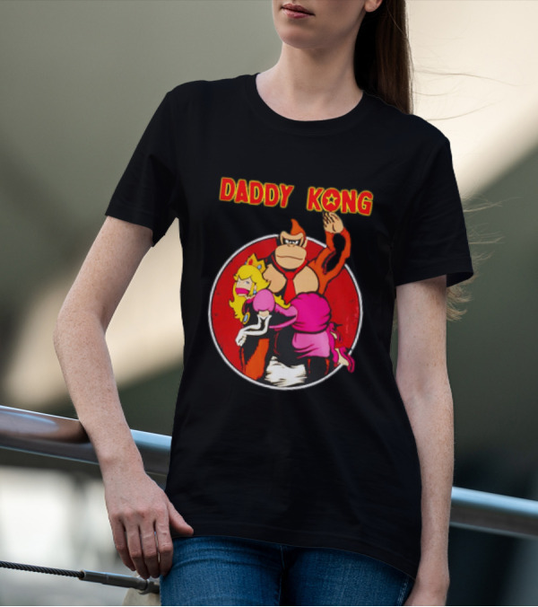 Daddy Kong Funny Retro Gaming Humor With Princess Character Playful T-Shirt