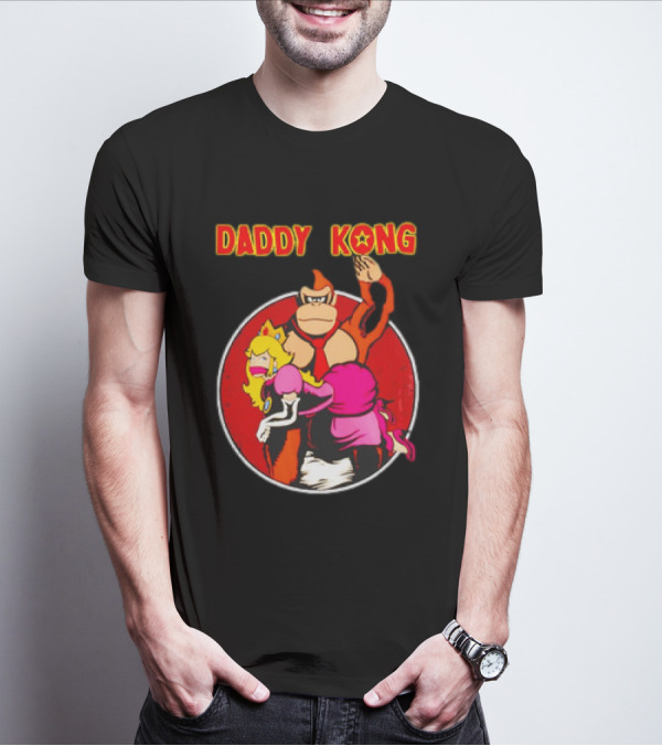 Daddy Kong Funny Retro Gaming Humor With Princess Character Playful T-Shirt