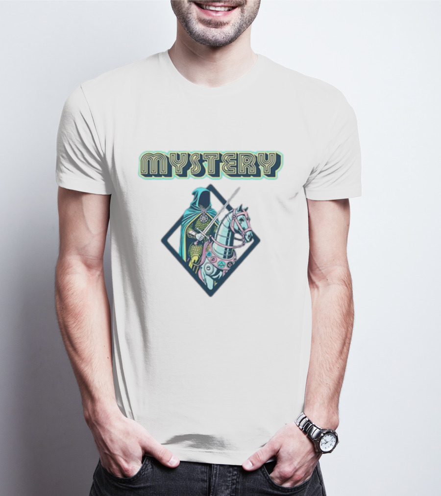 Mystery Knight On Horse In Geometric Frame T-Shirt