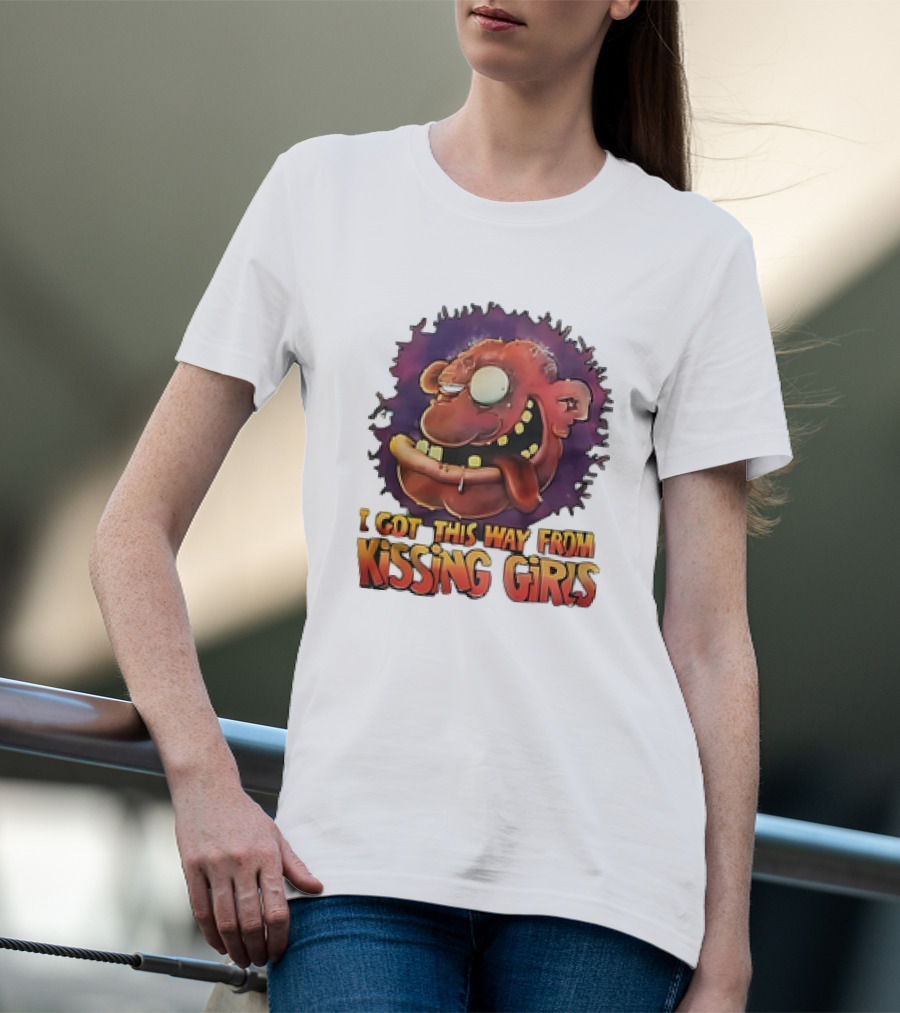 I Got This Way From Kissing Girls Grotesque Cartoon Face T-Shirt