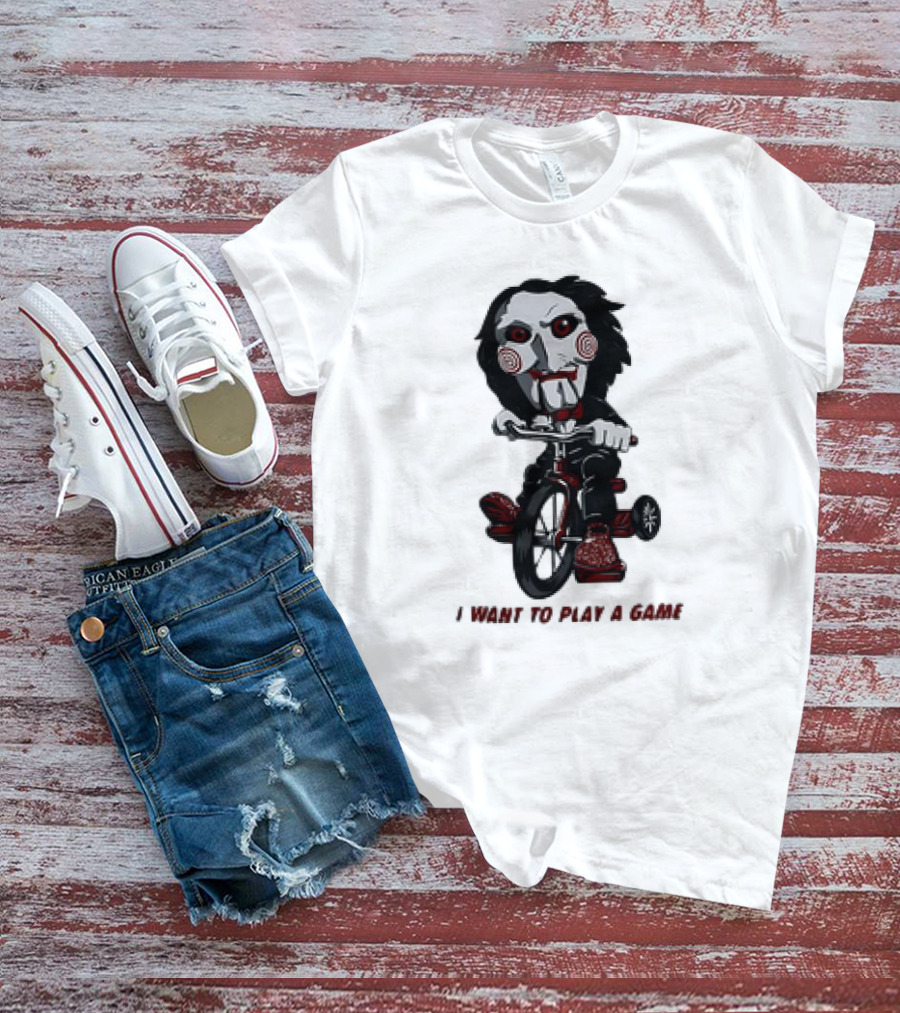 Saw Jigsaw I Want To Play A Game Tricycle Puppet Image T-Shirt
