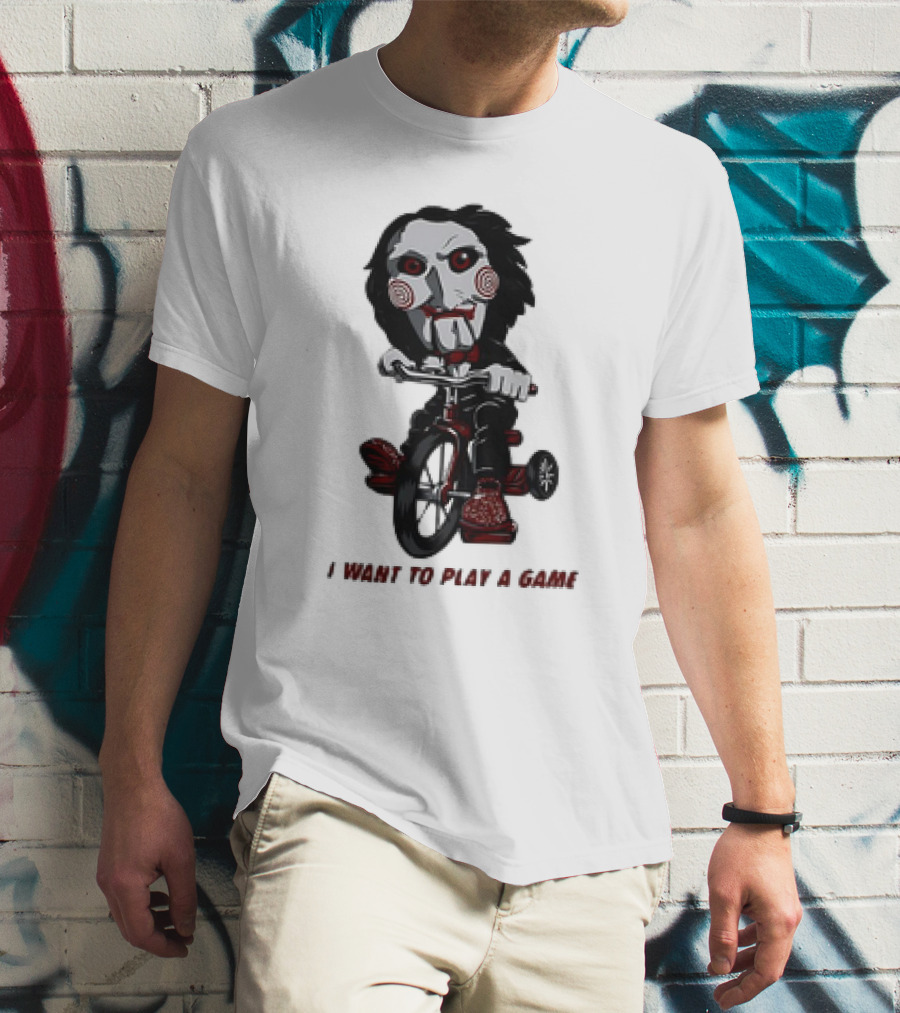 Saw Jigsaw I Want To Play A Game Tricycle Puppet Image T-Shirt