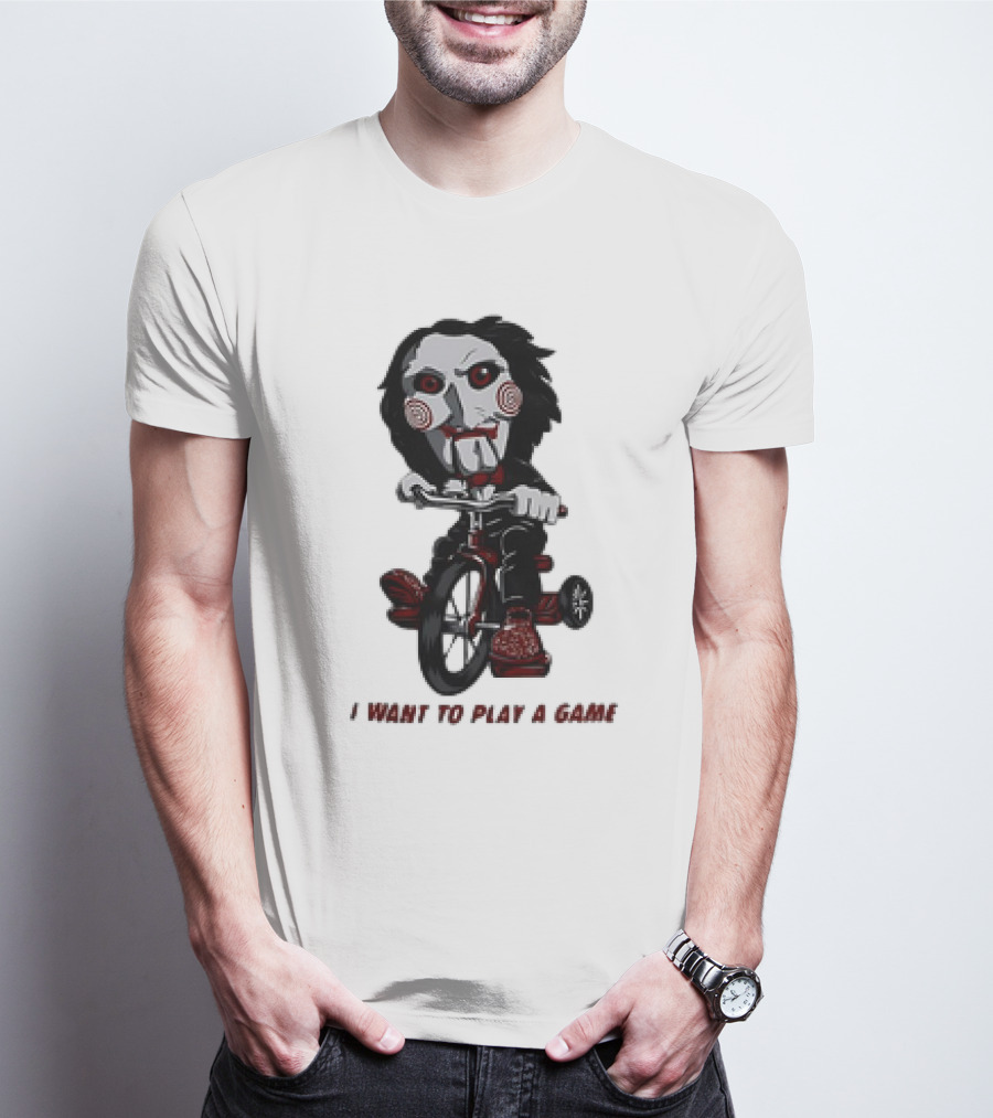 Saw Jigsaw I Want To Play A Game Tricycle Puppet Image T-Shirt