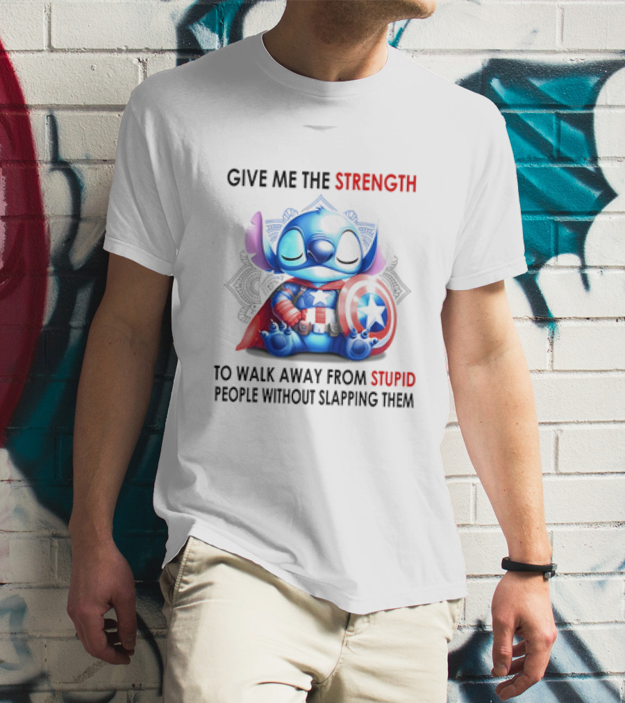 Stitch Captain Give Me The Strength To Walk Away From Stupid People Without Slapping Them T-Shirt