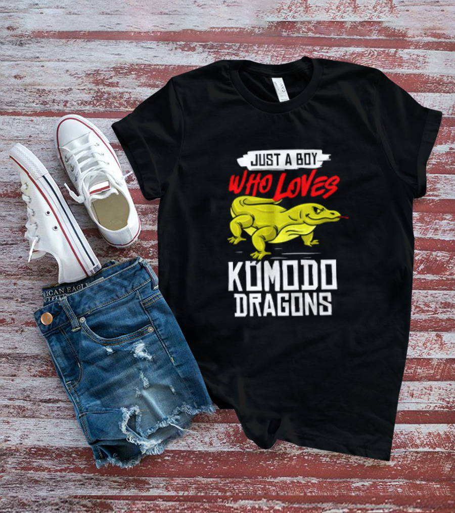 Just A Boy Who Loves Komodo Dragons With Yellow Lizard T-Shirt