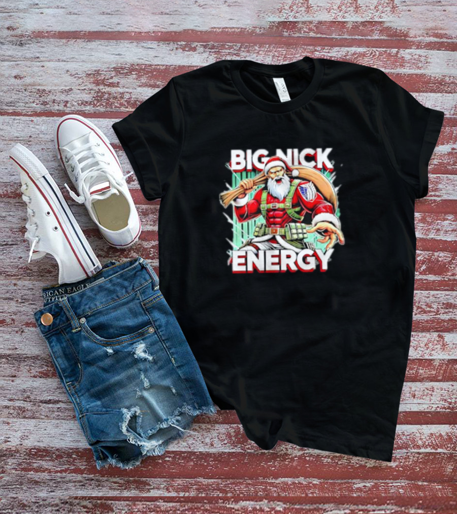 BIG NICK ENERGY Santa Warrior With Baseball Bat T-Shirt