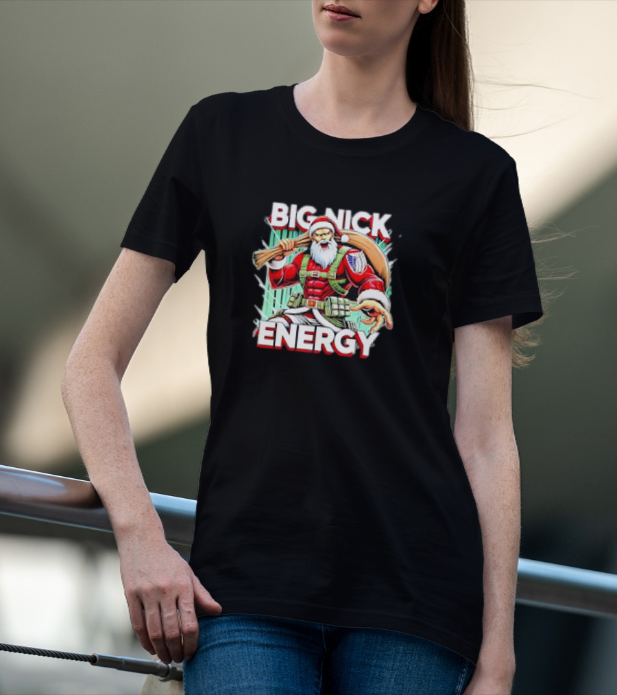BIG NICK ENERGY Santa Warrior With Baseball Bat T-Shirt