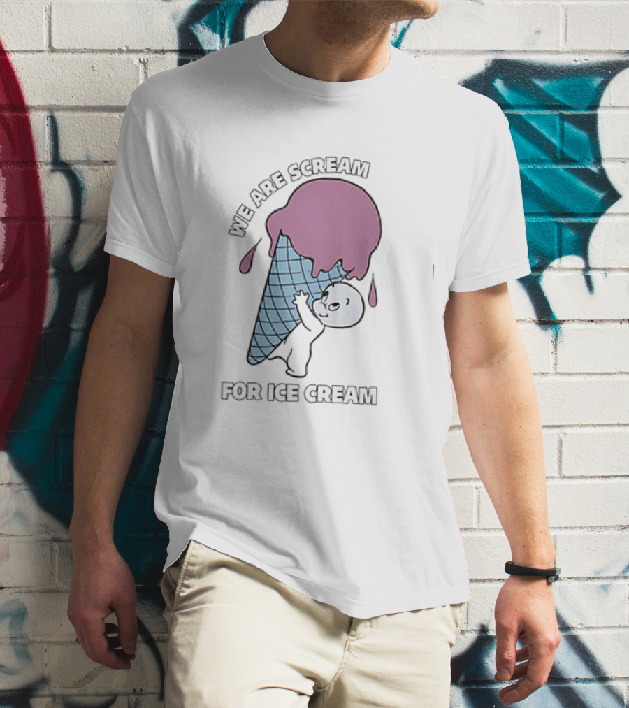 We Are Scream For Ice Cream Happy Ghost Hugging Purple Ice Cream Cone T-Shirt