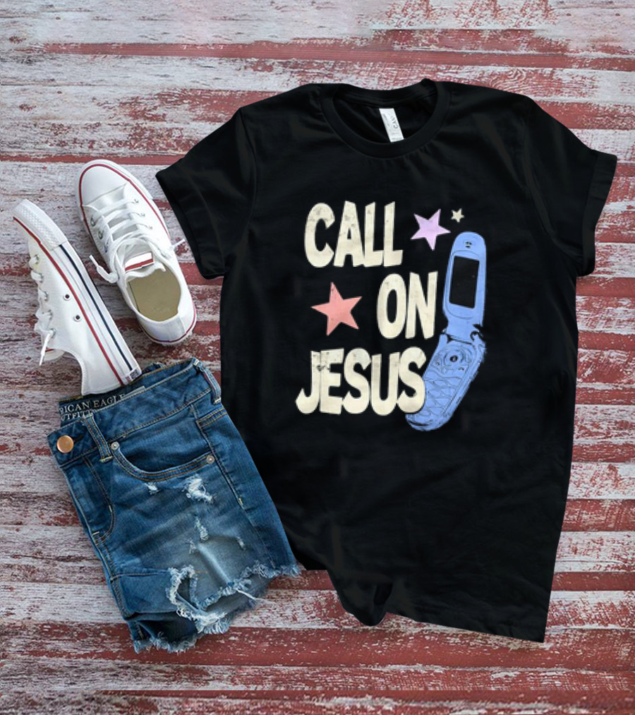 CALL ON JESUS STARS VINTAGE FLIP PHONE RETRO CASUAL T-Shirt