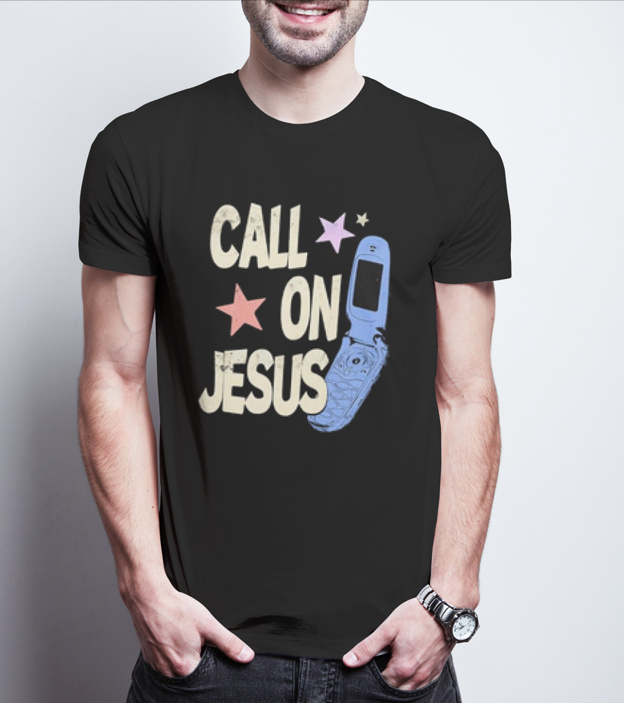 CALL ON JESUS STARS VINTAGE FLIP PHONE RETRO CASUAL T-Shirt