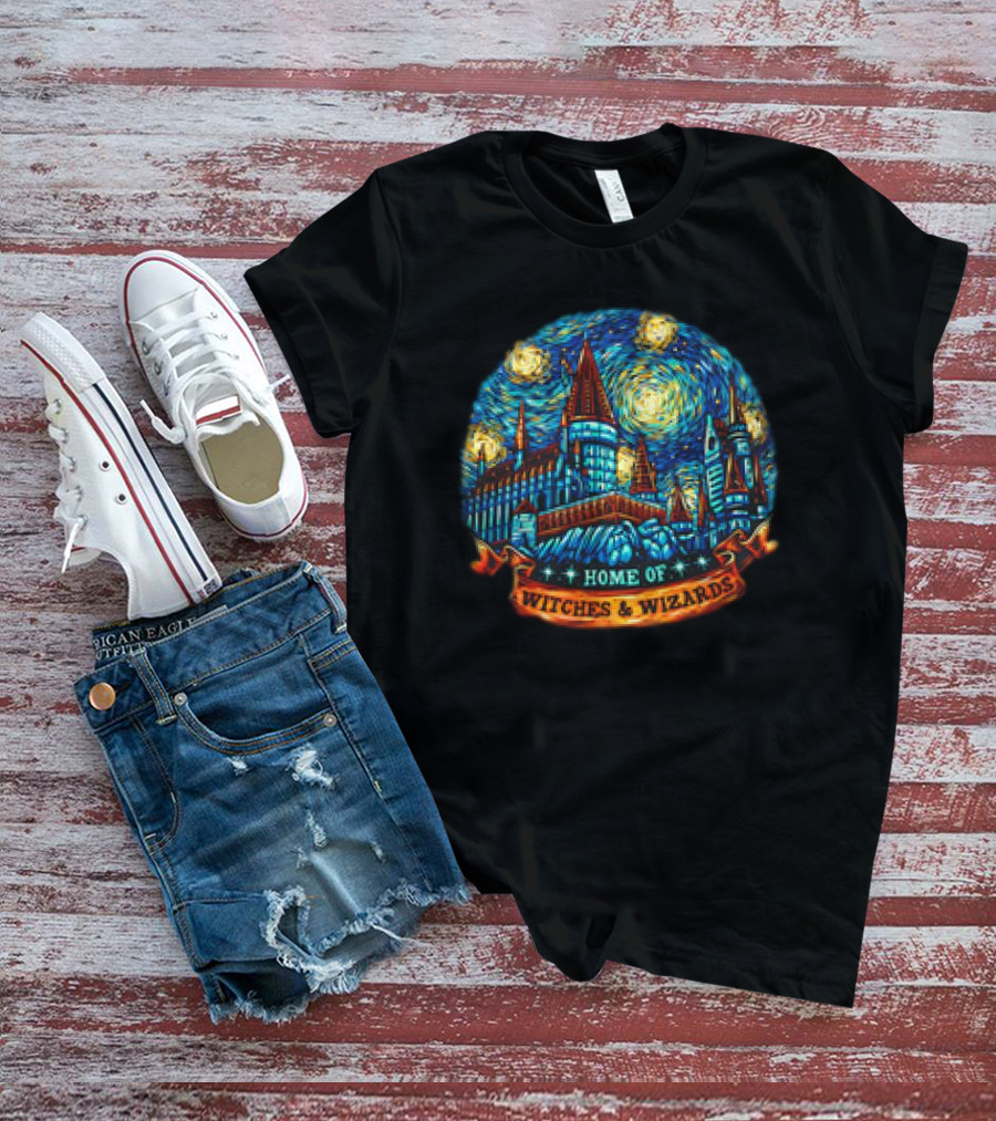 Hogwarts Home Of Witches And Wizards Starry Night T-Shirt