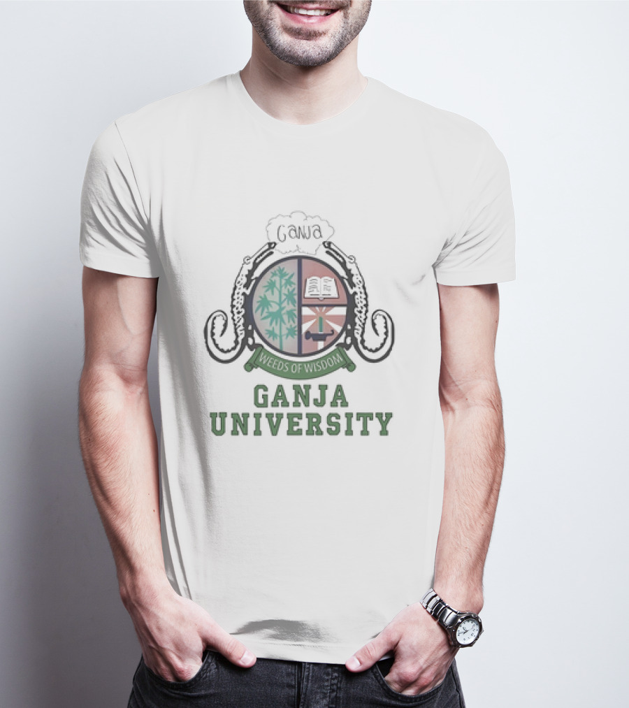 Ganja University Weeds Of Wisdom Crest Emblem T-Shirt