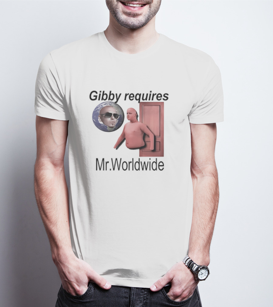 Gibby Requires Mr. Worldwide Door Meme T-Shirt