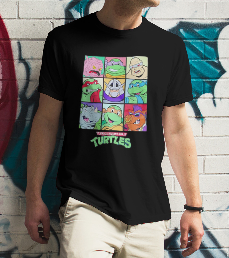 Teenage Mutant Ninja Turtles Villains And Heroes Grid Faces T-Shirt