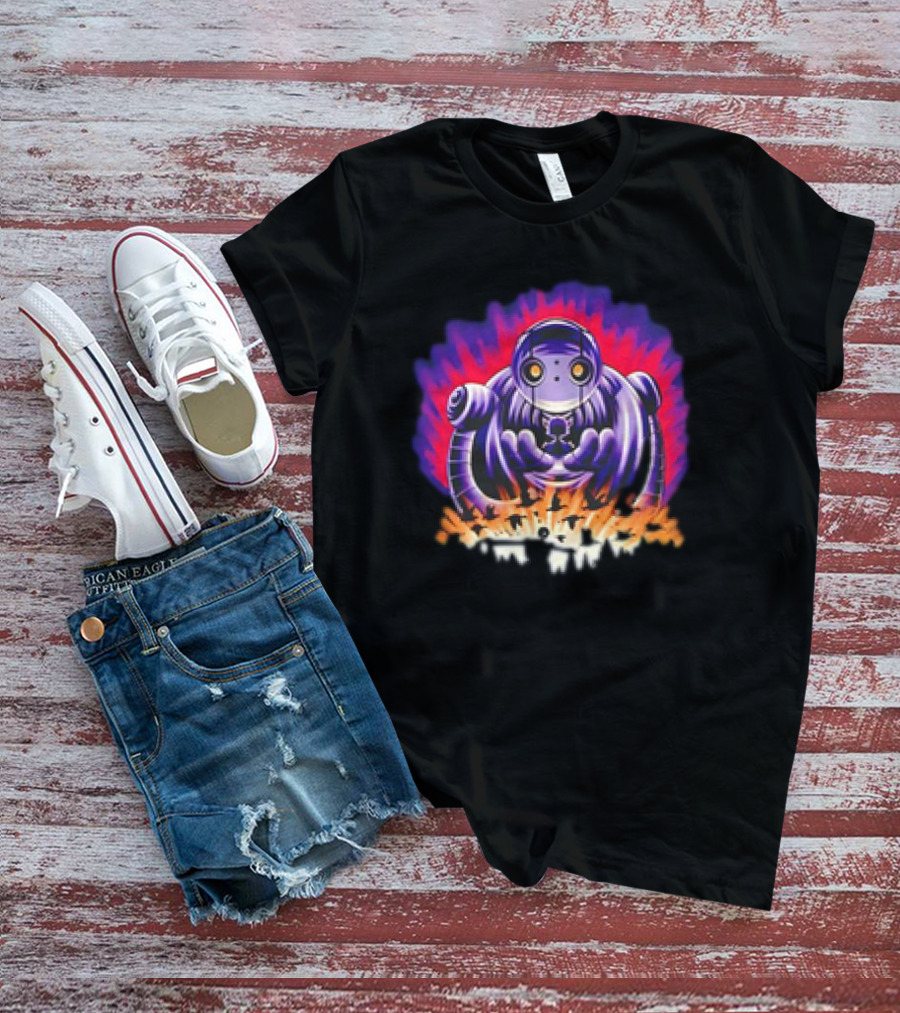 The Wild Robot Surrounded By Flames And Vibrant Aura Wild And Free T-Shirt