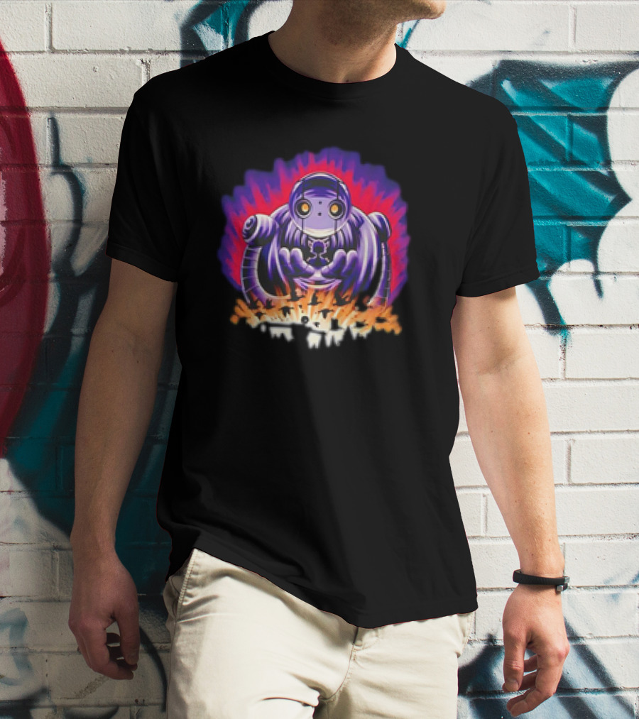 The Wild Robot Surrounded By Flames And Vibrant Aura Wild And Free T-Shirt