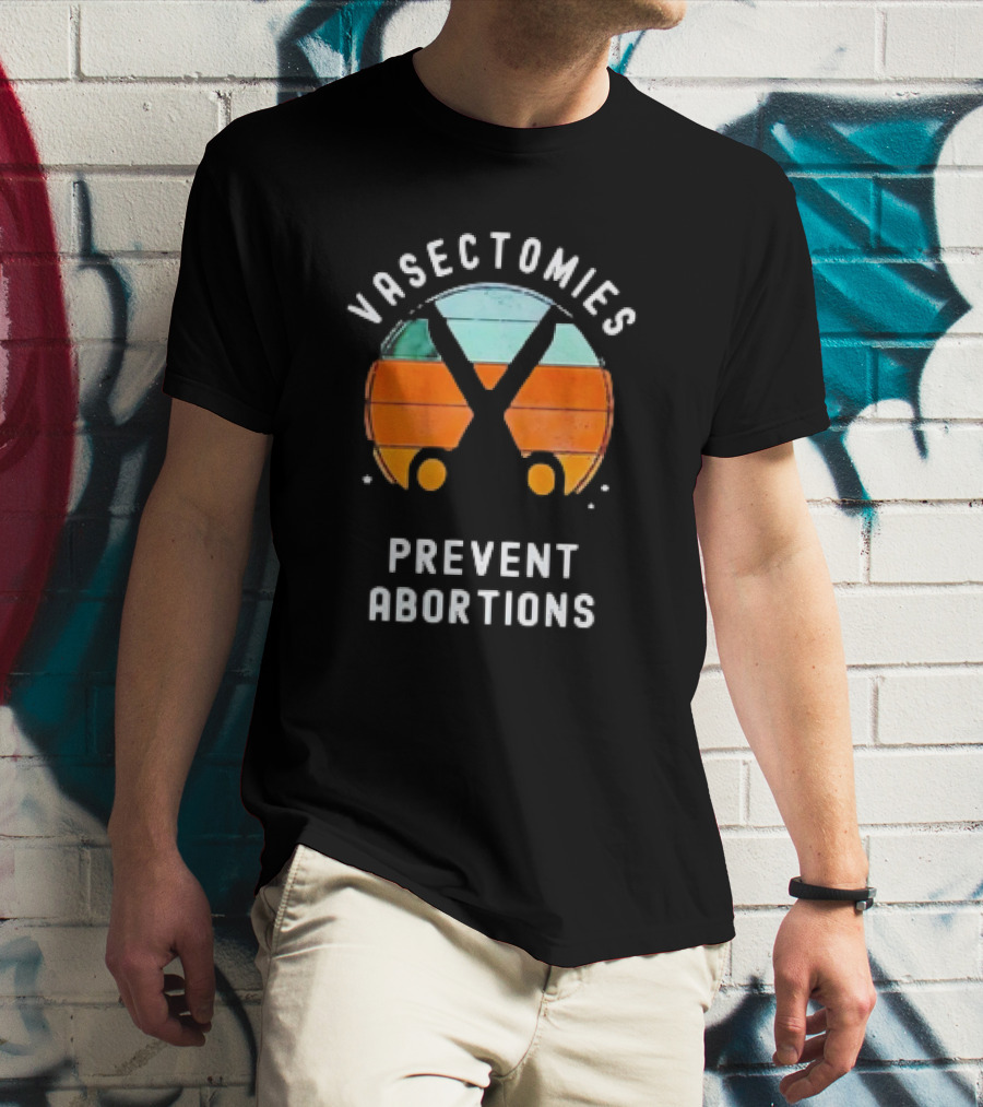 Vasectomies Prevent Abortions Vintage Scissors Retro Sunset T-Shirt