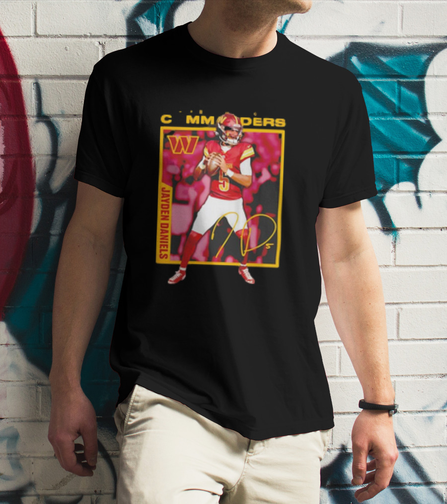 Jayden Daniels Washington Commanders Signature Football T-Shirt