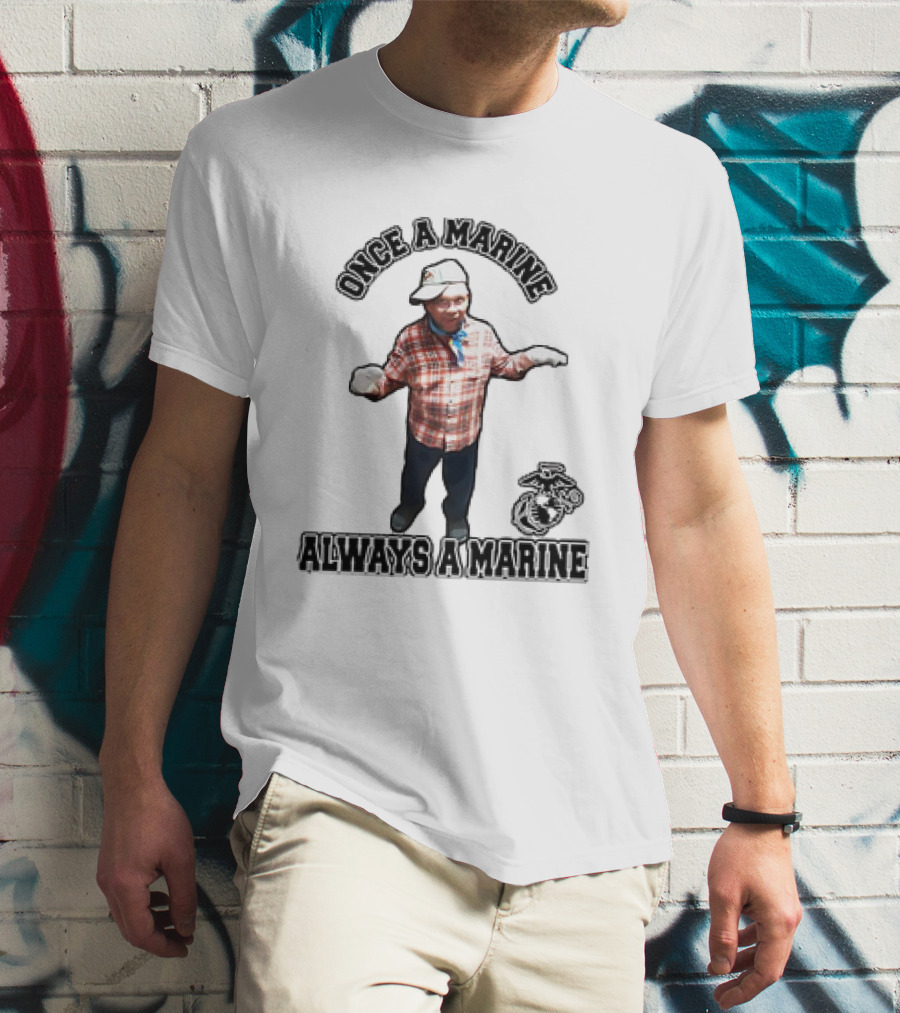 Once A Marine Always A Marine With Plaid Shirt And Marine Corps Emblem T-Shirt