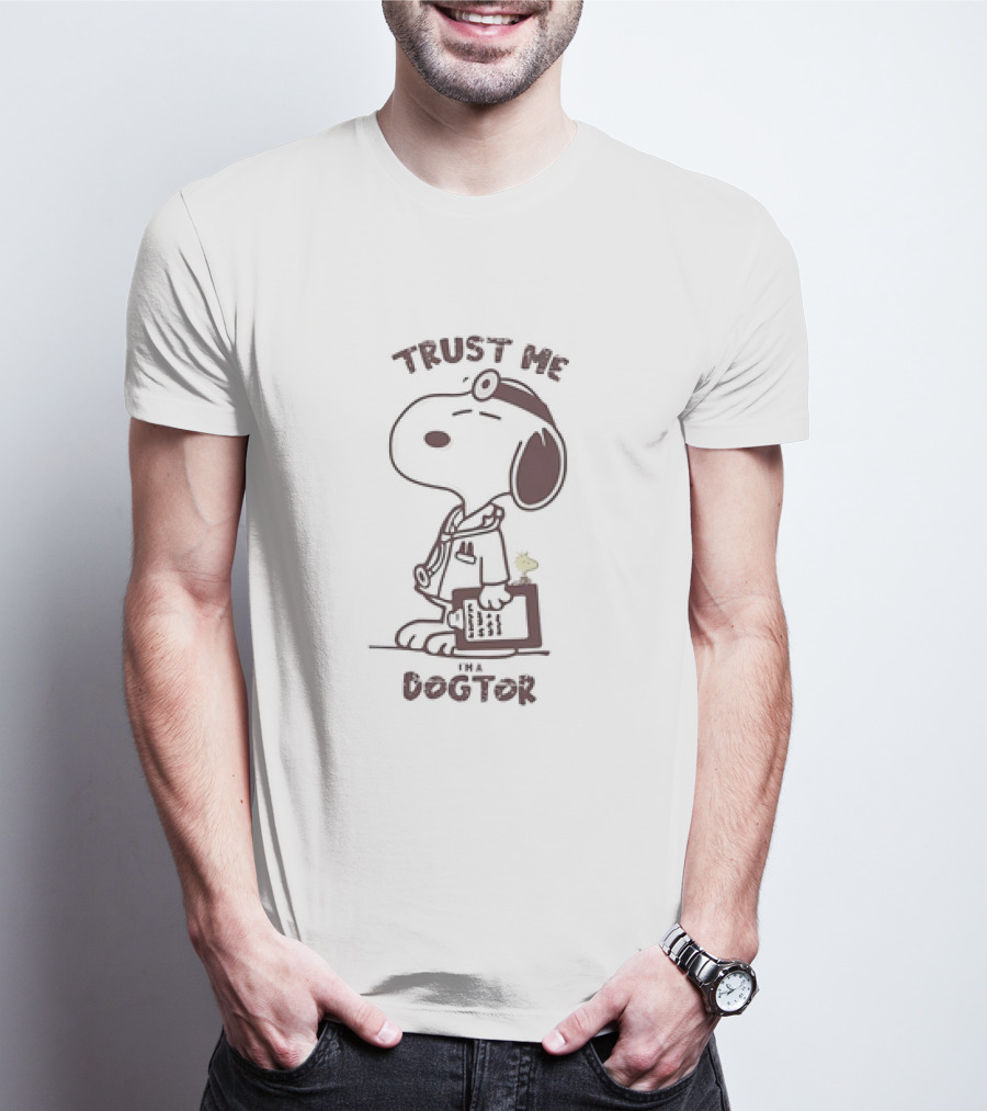 Snoopy Trust Me I’m A Dogtor Peanuts Comic Character With Stethoscope And Medical Coat T-Shirt