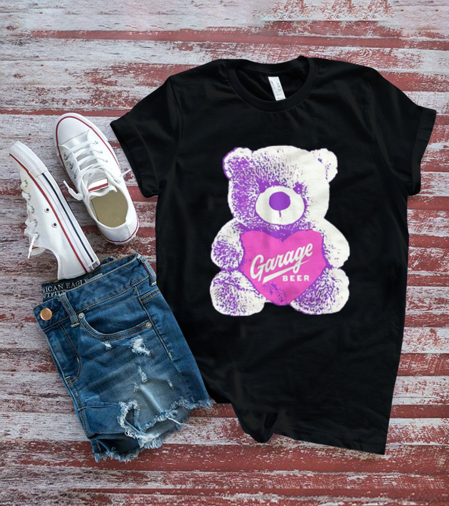 Garage Beer Teddy Bear Heart Retro Plush T-Shirt