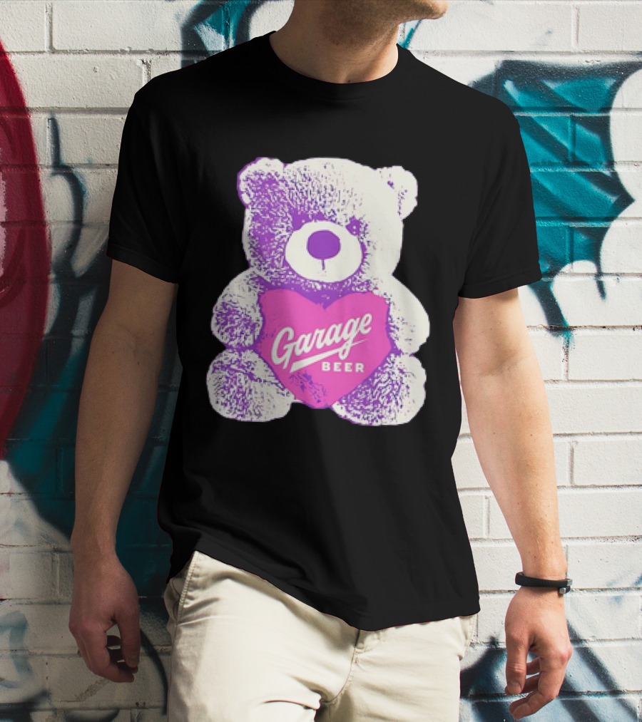 Garage Beer Teddy Bear Heart Retro Plush T-Shirt