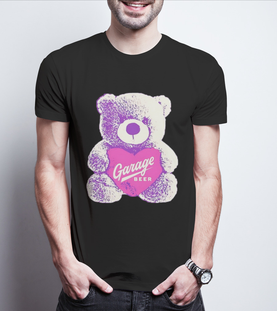 Garage Beer Teddy Bear Heart Retro Plush T-Shirt